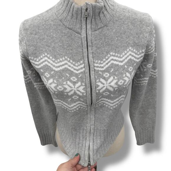 NEW Planet Heart Gray Fair Isle Sweater Size XL Gray White Winter Snow Nordic - Picture 6 of 10